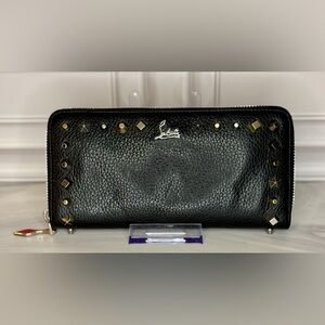 Christian Louboutin Panettone Zip Around Wallet | Black Studded Wallet | Luxury